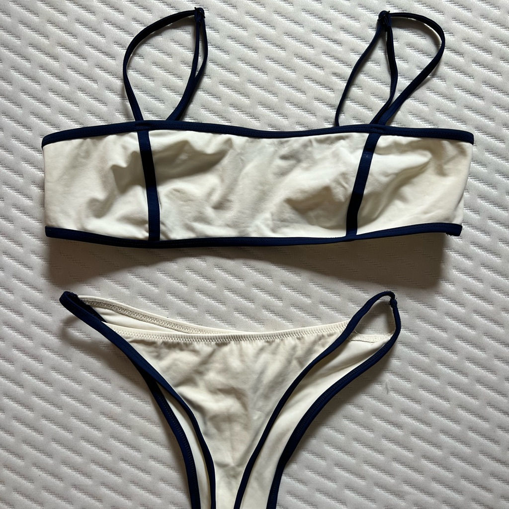 Nwot Solid & Striped Bikini Set